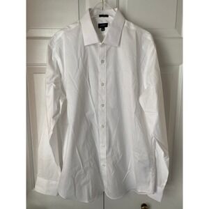 J Crew Mens L Bowery Wrinkle-free Slim Fit White Cotton‎ Long Sleeve Dress Shirt